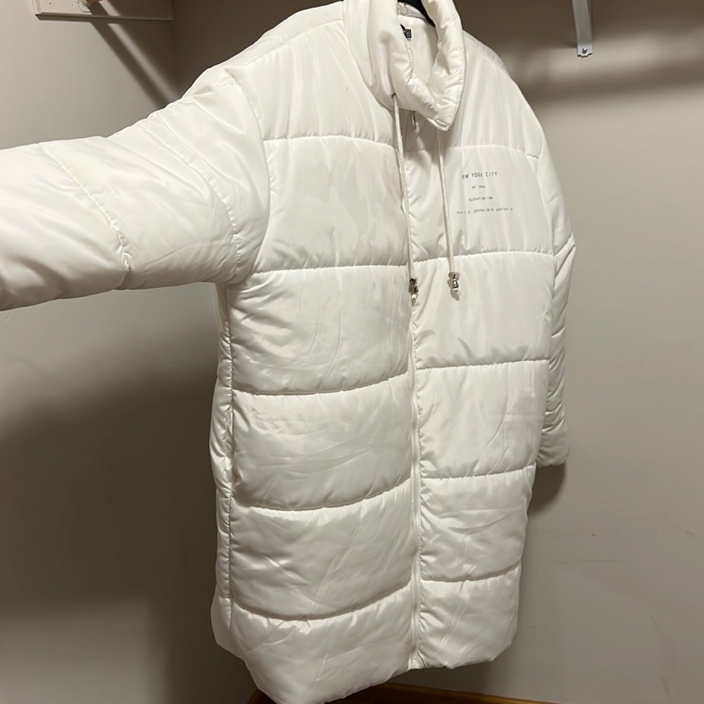 Long white puffer jacket